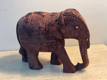 Load image into Gallery viewer, Hand Carved Wooden Elephant, Wooden Elephant Statue, Elephant Figurine, Elephant Sculpture, Elephnt Ornament,Gift Statue, Tusk, Wood Decor
