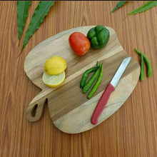 Load image into Gallery viewer, Beautiful Teak Wood Cutting Board with Handle Hardwood Small Chopping Board for Kitchen Apple Shape Wooden Chopping Board, Bread, Cheese, Crackers Serving Platter Reversible, Smooth, Sturdy
