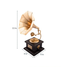 Load image into Gallery viewer, Antique Mango Wood &amp; Brass Gramophone showpiece
