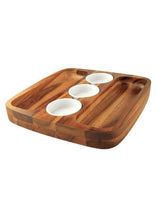 Load image into Gallery viewer, WOODEN 2 SIDE CHIP &amp; SALSA SERVING TRAY Multipurpose Snacks Serving platter

