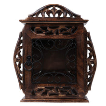 Load image into Gallery viewer, Antique Handicraft Premium Wooden Key Holder Brown Mango Wood Key Chain Box - Flower Design
