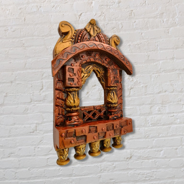 Wooden Handmade Handcrafted Decorative Jhrokha for Wall Decor/Wall Hanging Showpiece Wooden Jharokha | Traditional Indian Wall Frame