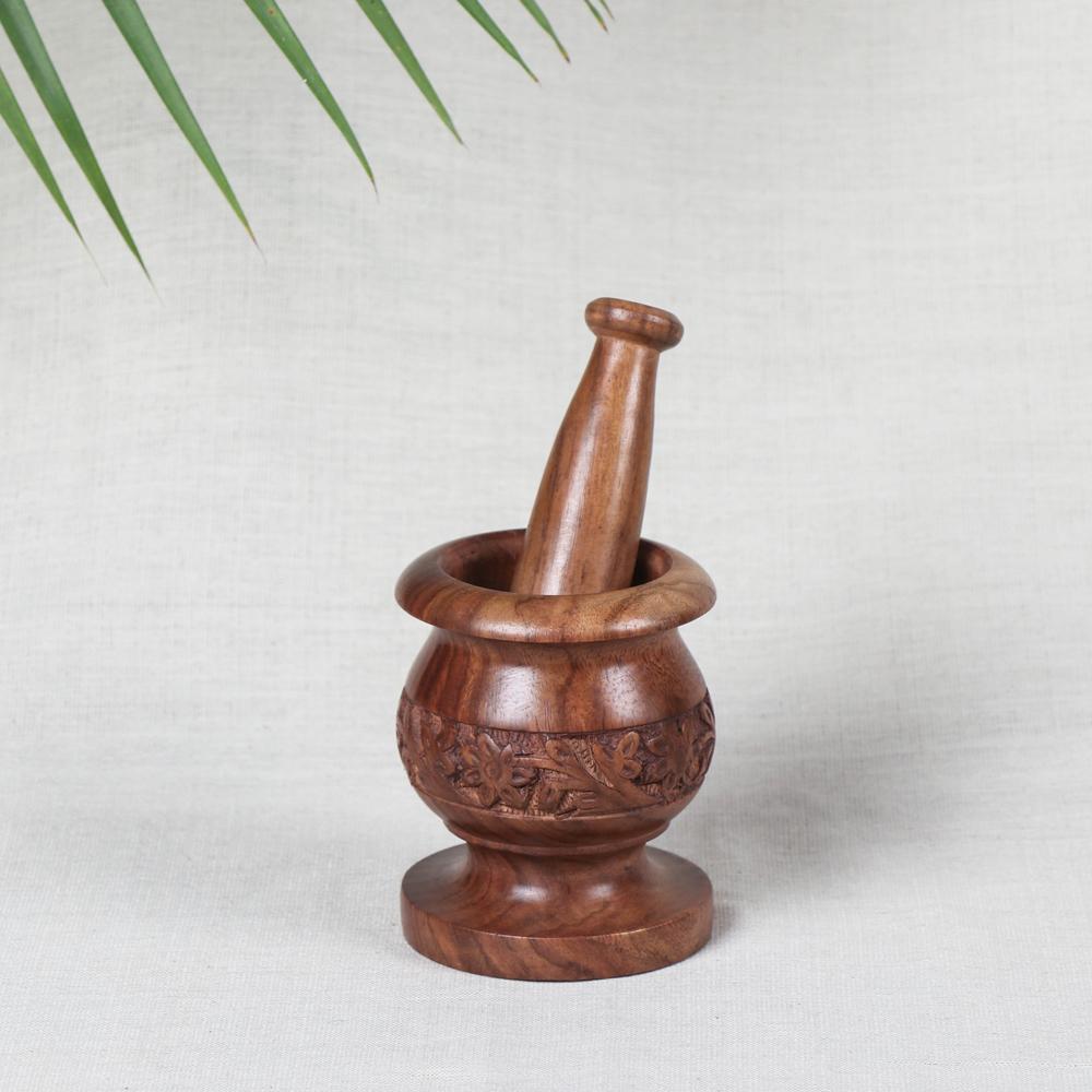 Wooden Mortar and Pestle Set (Brown)